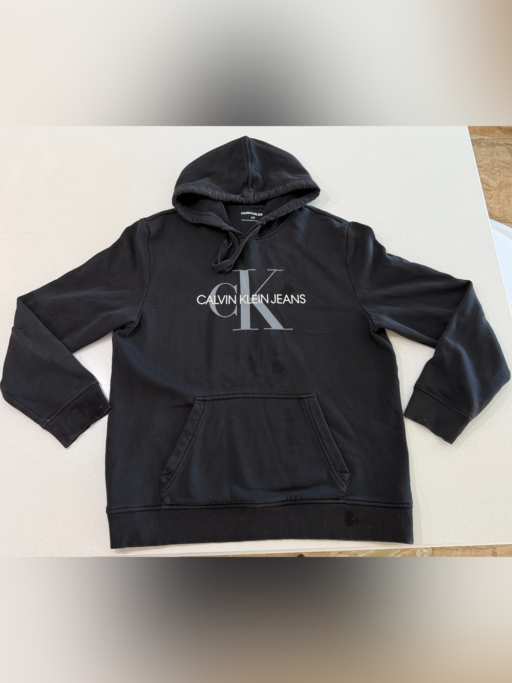 Calvin Klein Jeans Black Hoodie with Grey CK Logo